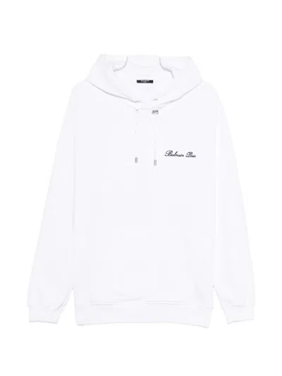 Pre-owned Balmain Embroidered Logo Hoodie In White