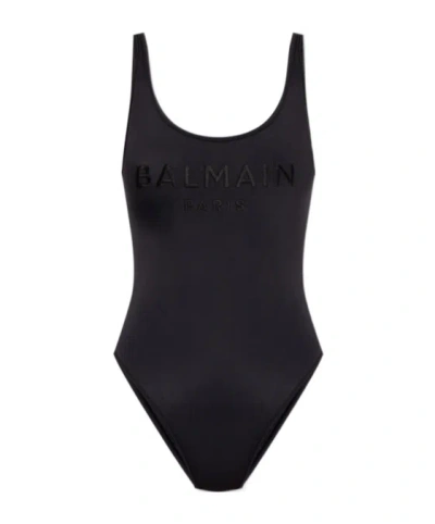 BALMAIN ONE-PIECE SWIMSUIT WITH BALMAIN PARIS EMBROIDERY