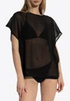 Balmain Embroidered-logo Sheer Silk Cover-up