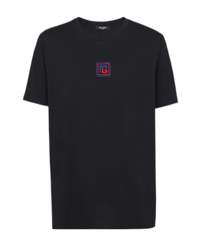 Balmain Embroidered-logo Short-sleeve T-shirt In Black