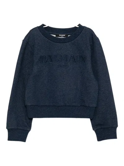 Balmain Kids' Embroidered-logo Sweatshirt In Black