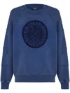 Balmain Coin Embroidered Crewneck Sweatshirt In Blue