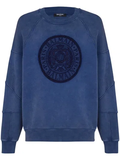 BALMAIN EMBROIDERED-LOGO SWEATSHIRT