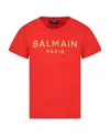 Balmain Embroidered-logo T-shirt In Red