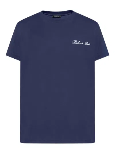 BALMAIN EMBROIDERED-LOGO T-SHIRT