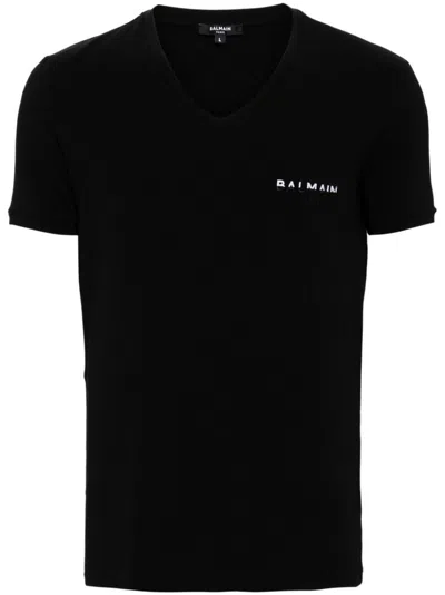 Balmain Embroidered Logo T-shirt In Black