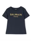Balmain Logo-embroidery T-shirt In Blau