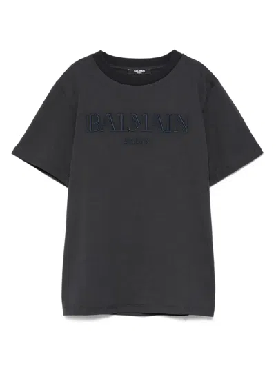 Balmain Kids' Embroidered-logo T-shirt In Blue