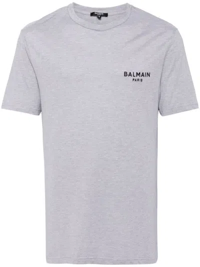 Balmain Embroidered Logo T-shirt In Grey