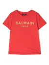 Balmain Logo Cotton T-shirt In Rot