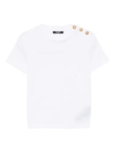 Balmain Kids' Embroidered-logo T-shirt In White