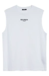 Balmain Embroidered Logo Tank In White