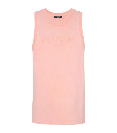 Balmain Embroidered-logo Tank Top In Oiq Pink