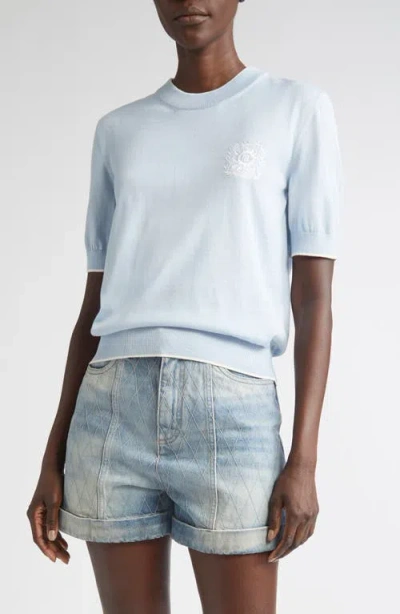 Balmain Embroidered Logo Tipped Silk & Cotton Sweater