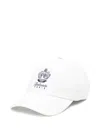 Balmain Embroidered-logos Cotton Cap In White