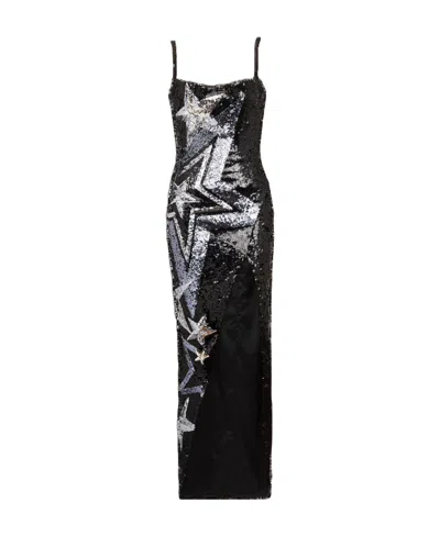 Balmain Embroidered Maxi Dress In Black