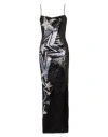 Balmain Long Star Sequin-embroidered Dress In Black