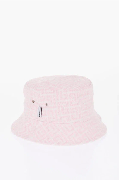 Balmain Embroidered Monogram Bucket Hat In Pink
