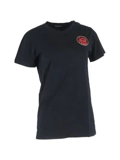 Pre-owned Balmain Embroidered-patch T-shirt In Black
