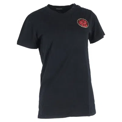 Balmain Embroidered Patch T-shirt In Black Cotton