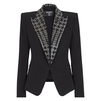 Balmain Embroidered Peak-lapel Blazer In Black