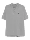 Balmain Embroidered Cotton Polo In Gray