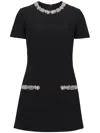 Balmain Short-sleeve Embroidered Collar And Pocket Mini Dress In Black