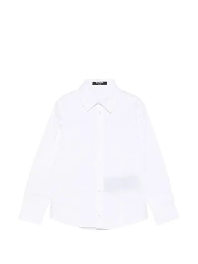 Balmain Kids' Embroidered Shirt In White