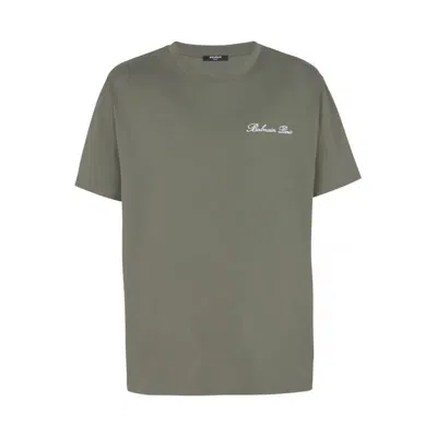 BALMAIN BALMAIN EMBROIDERED SIGNATURE LOGO T-SHIRT