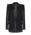 Balmain Embroidered Single-breasted Blazer In Silver