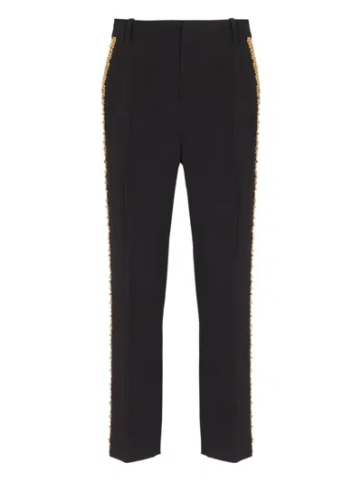 Balmain Embroidered Straight-leg Trousers In Black