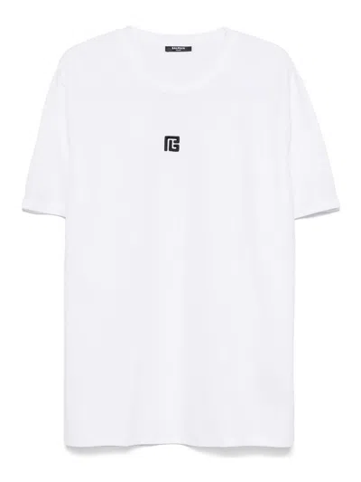 Balmain Logo Embroidered Crewneck T-shirt In White