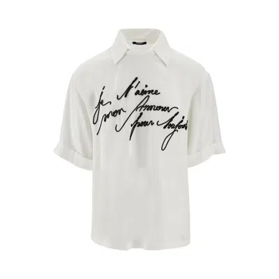 Balmain Embroidered T-shirt With Collar In White
