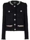 Balmain Embroidered Tweed Jacket In Black