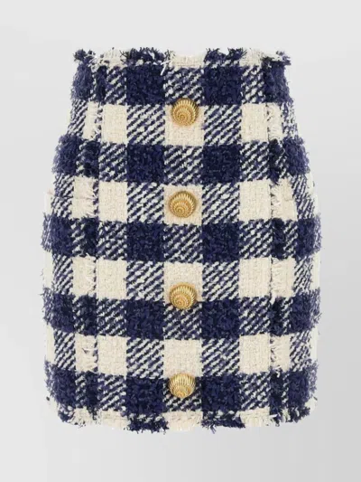 BALMAIN EMBROIDERED TWEED MINI SKIRT