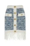 Balmain Frayed Button-embellished Tweed Mini Skirt