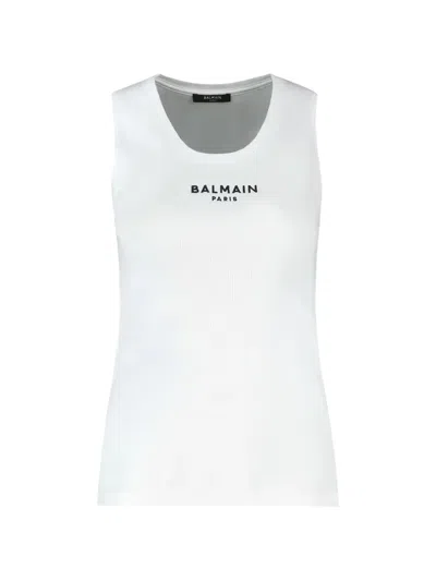 Balmain Embroidered Vest Top In White