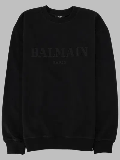Balmain Embroidered Vintage Effect Sweatshirt In Black