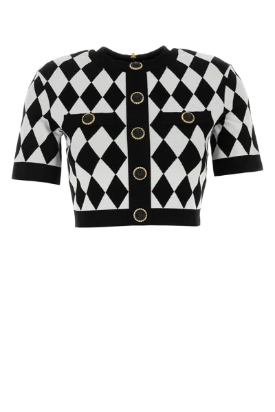 BALMAIN EMBROIDERED VISCOSE BLEND TOP