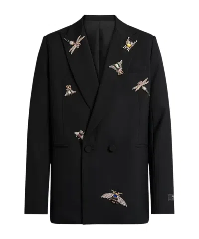 BALMAIN EMBROIDERED WOOL AND CRYSTAL BALMAIN INSECT JACKET