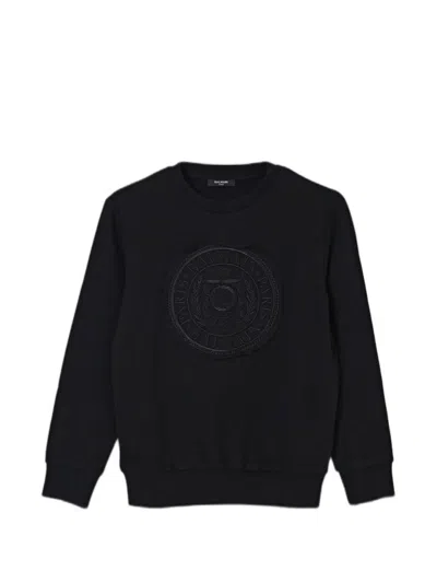 Balmain Kids' Embroidered-crest Sweatshirt In Black