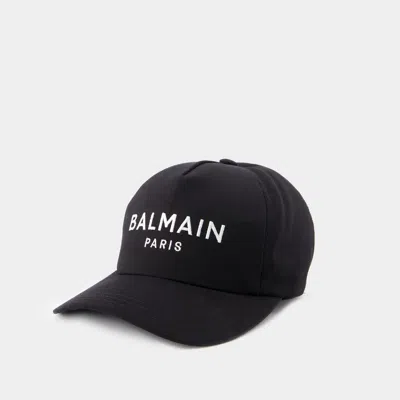 BALMAIN EMBROIDERY CAP - BALMAIN - COTTON - BLACK/WHITE