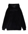 Balmain Logo Embroidery Hoodie In Black
