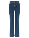 Balmain Embroidered Denim Trousers Belt Loops Pockets In Blue