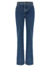 Balmain Embroidered Denim Trousers Belt Loops Pockets In Blue