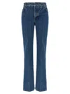 Balmain Embroidered Denim Trousers Belt Loops Pockets In Blue