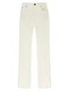 Balmain Denim Trousers Embroidery Back And Front Pockets In Neutral