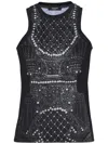 Balmain Soft Tank Top With Faux Embroidery Print In Black
