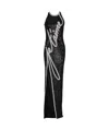 Balmain Love Letter Embroidered Sequined Gown In Black