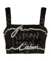 Balmain Sequinned Cropped Top In Black